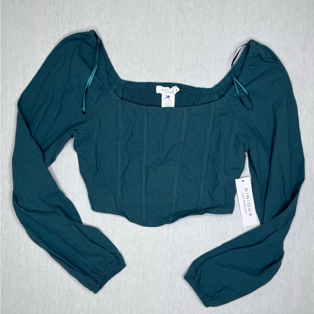 Women's Couquette Style Long Sleeve Corsette Top. 100% cotton NWT Size Small